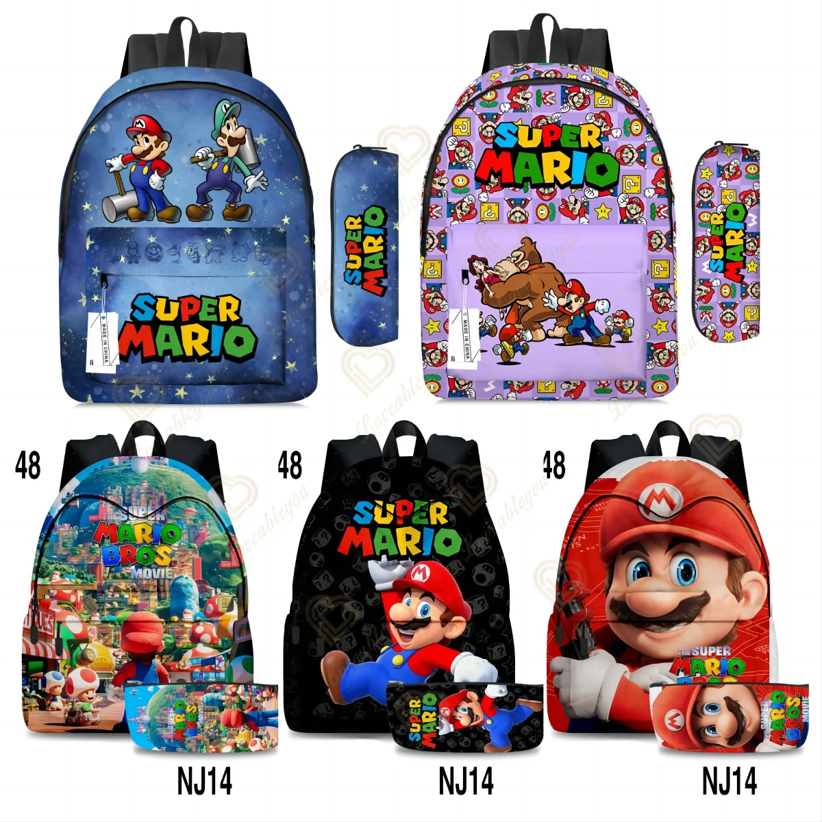 

2 In 1 Super Mario Bros Luigi Backpack Peach Princess Peach Princess Simple Lightweight Teens School Bags Laptop Travel Knapsack