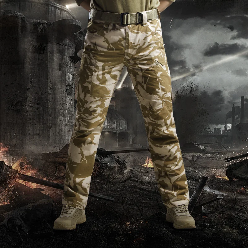 

Multi-pocket Men's Camo Straight Tactical Trousers Army Fans Outdoor Training Climbing Plaid Wearproof Breathable Military Pants
