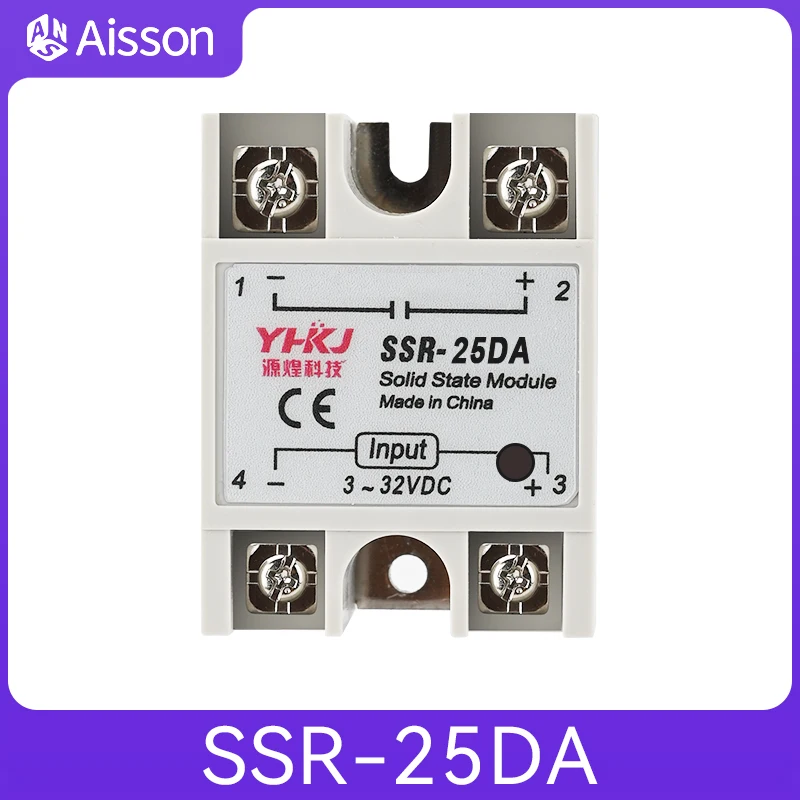 

Твердотельное реле SSR-10DA 25DA 40DA SSR Однофазное управление постоянным током Вход переменного тока 3-32 В постоянного тока Выход 24-380 В переменного тока 10 А 25 А 40 А