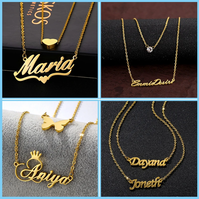 Женское Двухслойное ожерелье из нержавеющей стали на заказ индивидуальное с