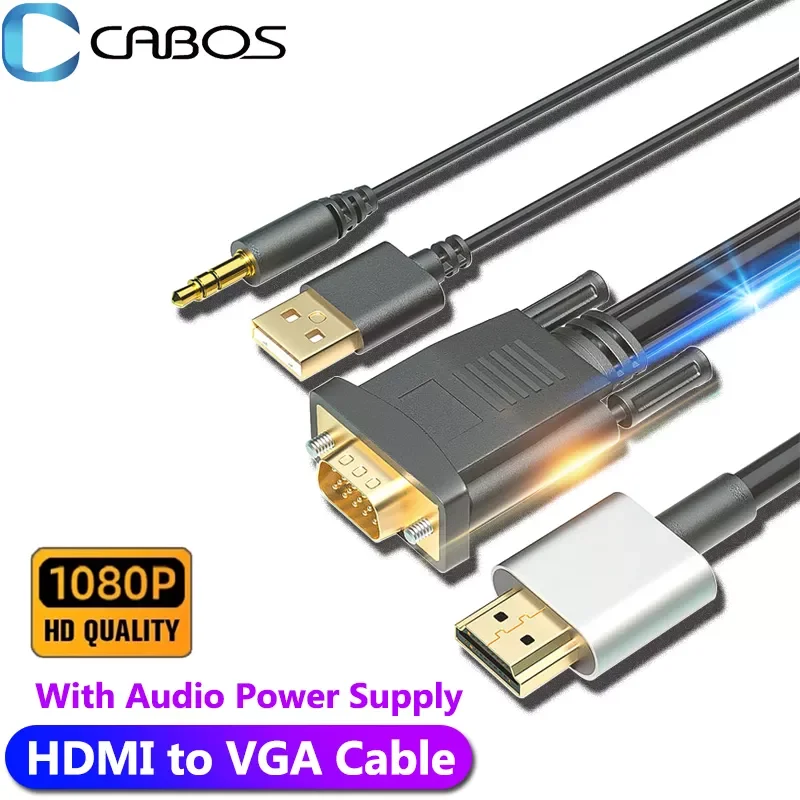 

NEW2023 HDMI To VGA Cable Converter With Audio Power Supply 1080P HDMI Male To VGA Female Converter Adapter for Tablet laptop