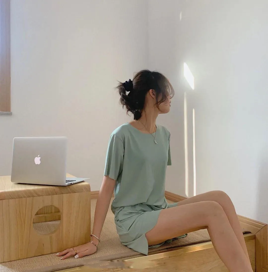 2pcs Summer Ice Silk Home Clothes Women's Pajamas Sets Casual Solid Color Short Sleeve Shorts Pijama Women's Suit Sleepwear