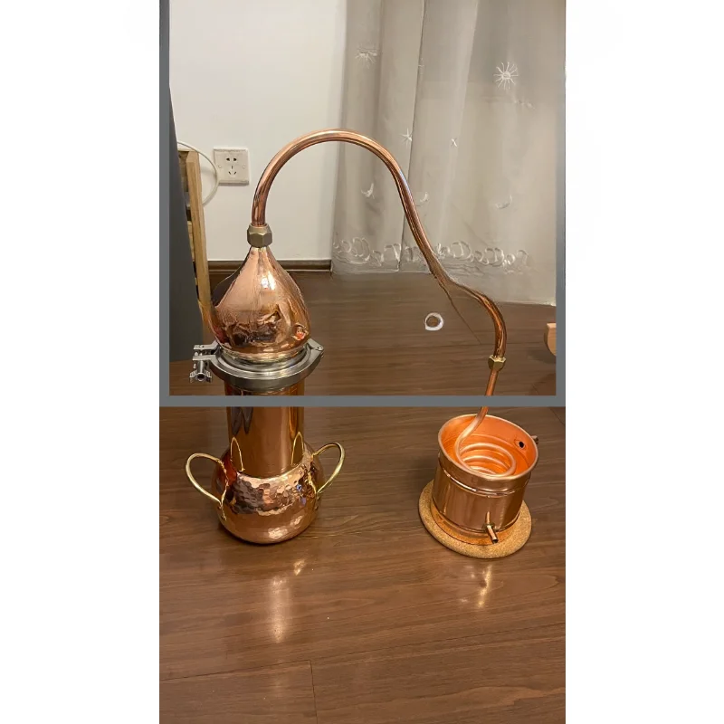 

2L Copper Distiller Handmade Pure Flower Essential Oil Distiller Brandy Wine Steaming Machine Copper Alembic Distillation Set