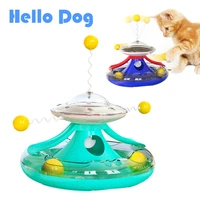 funny cat toys for indoor cats interactive multifunctional turntable leaking food toys track teasing baseball pet puzzle toy
