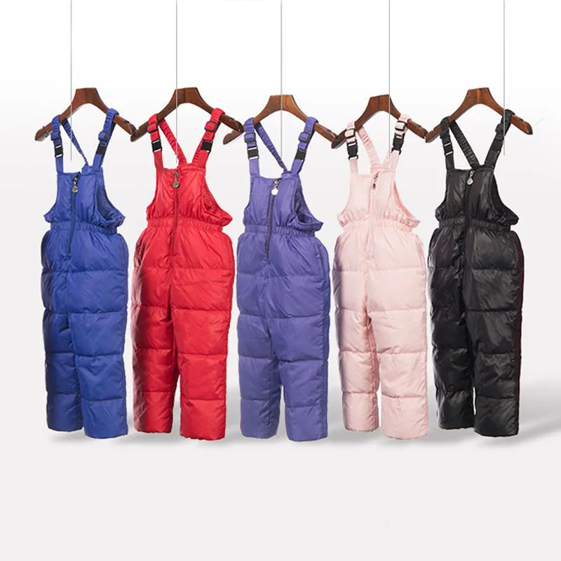 

Пуховые штаны для маленьких мальчиков и девочек, детские утепленные комбинезоны, верхняя одежда, брюки на белом утином пуху для малышей, Детские теплые брюки, комбинезон