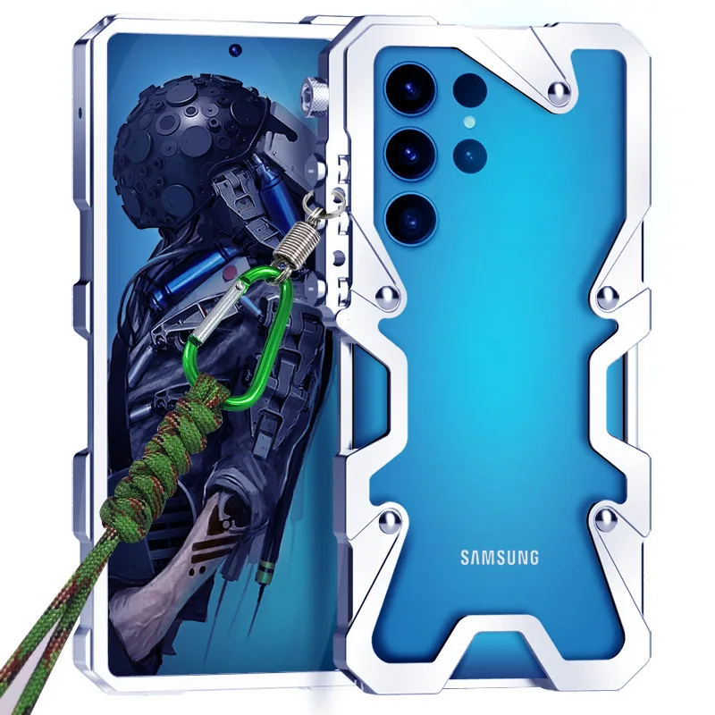 Противоударный чехол Armor Screw Metal Frame с алюминиевым бампером для Samsung Galaxy S25 S24 S23 S22 Note