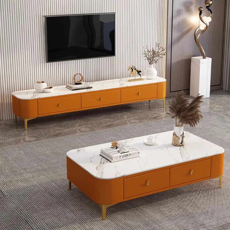 

Set Luxury Coffee Table Free Shipping Storage Drawers Aesthetic Side Table Nordic Cheap Tavolo Salotto Living Room Accessories