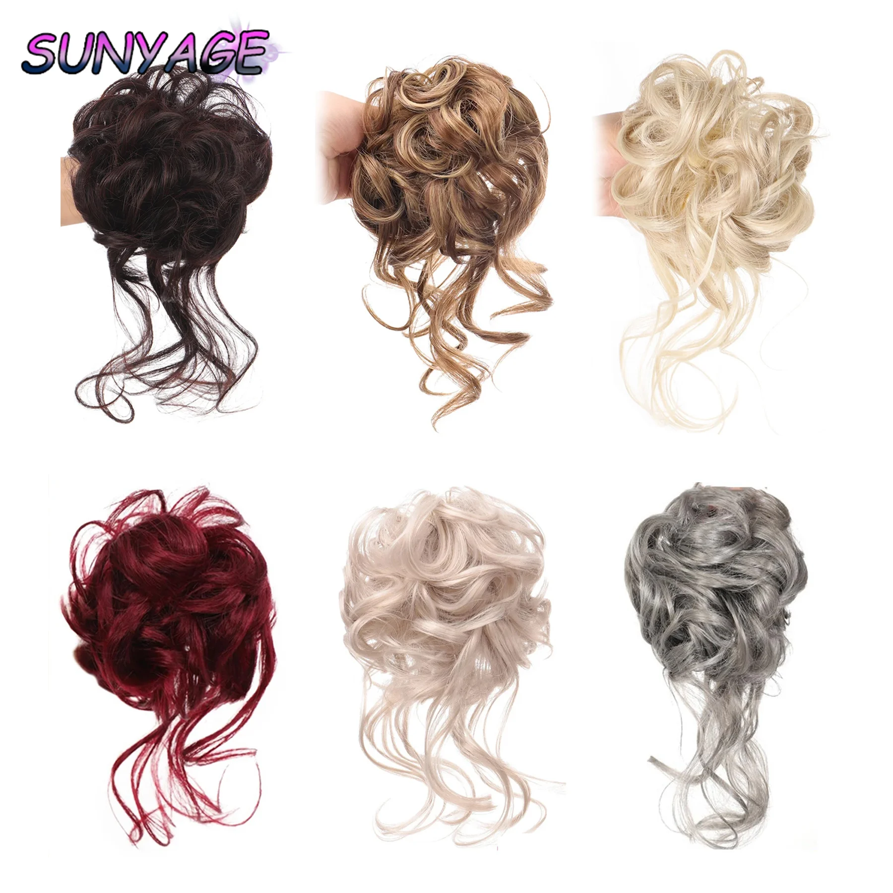SUNYAGE синтетические спутанные кудрявые волосы в пучок шиньон для наращивания