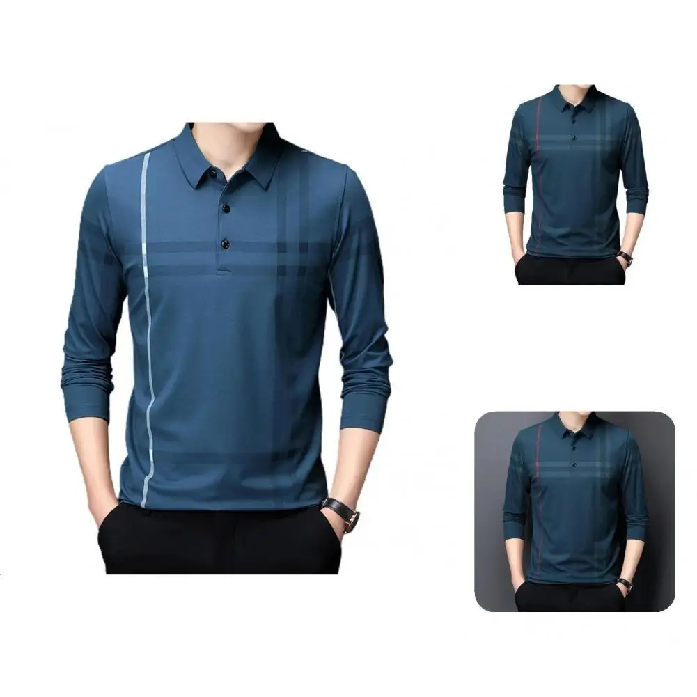 

Good Spring Polo Shirt Patchwork Casual Wear-resistant Spring Shirt Spring T-shirt Men Shirt