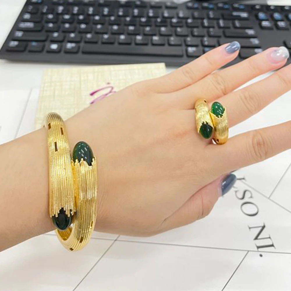 Classic Copper Fashion Gold Color Bracelet Bangle Gold Plated Good Brazilian African Jewelry For Women Lady Party Wedding Gift