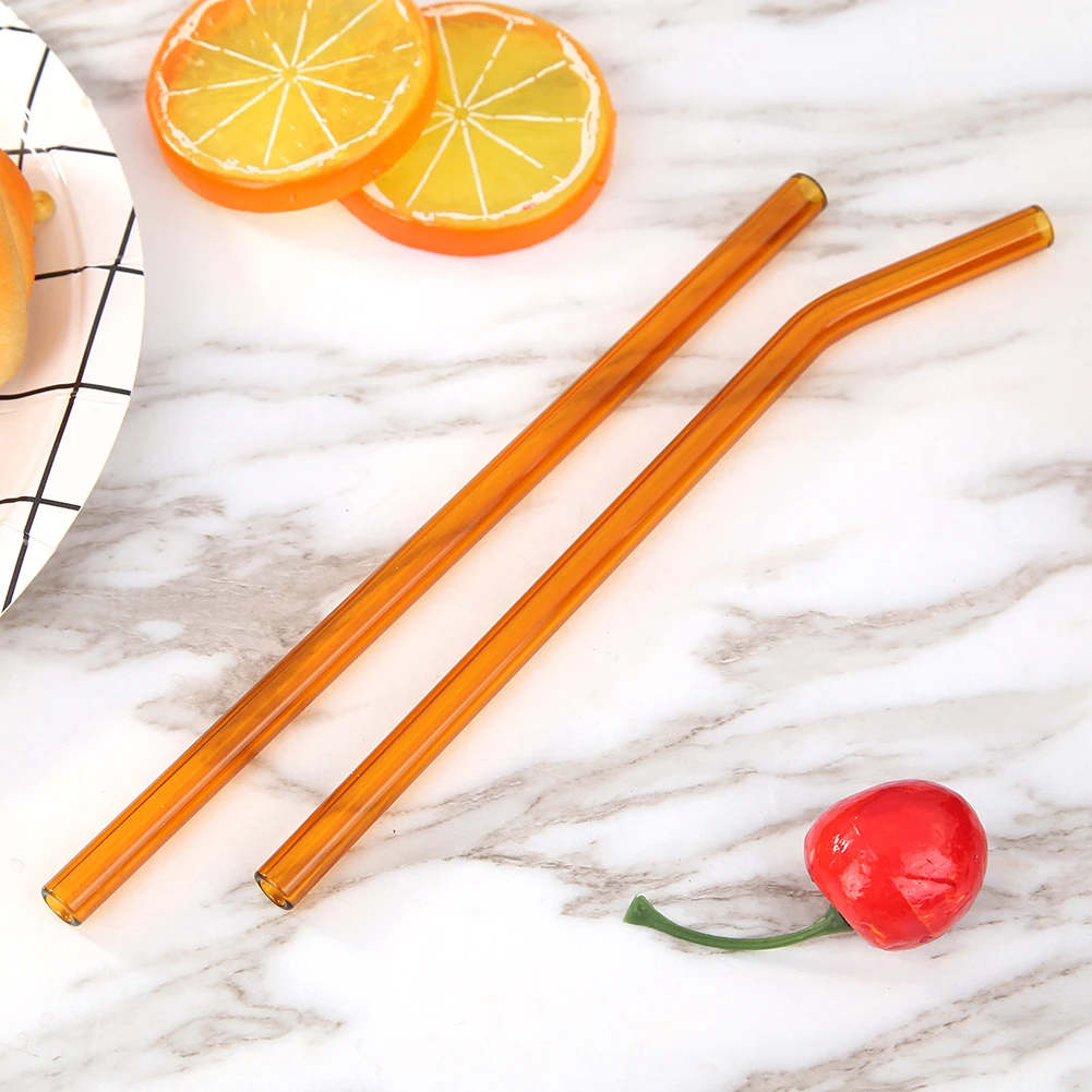 

Special Curved Glass Straw Frozen Drink Straight Bend Shape Reusable Environmental Glass Health Baby Drinking For Wedding