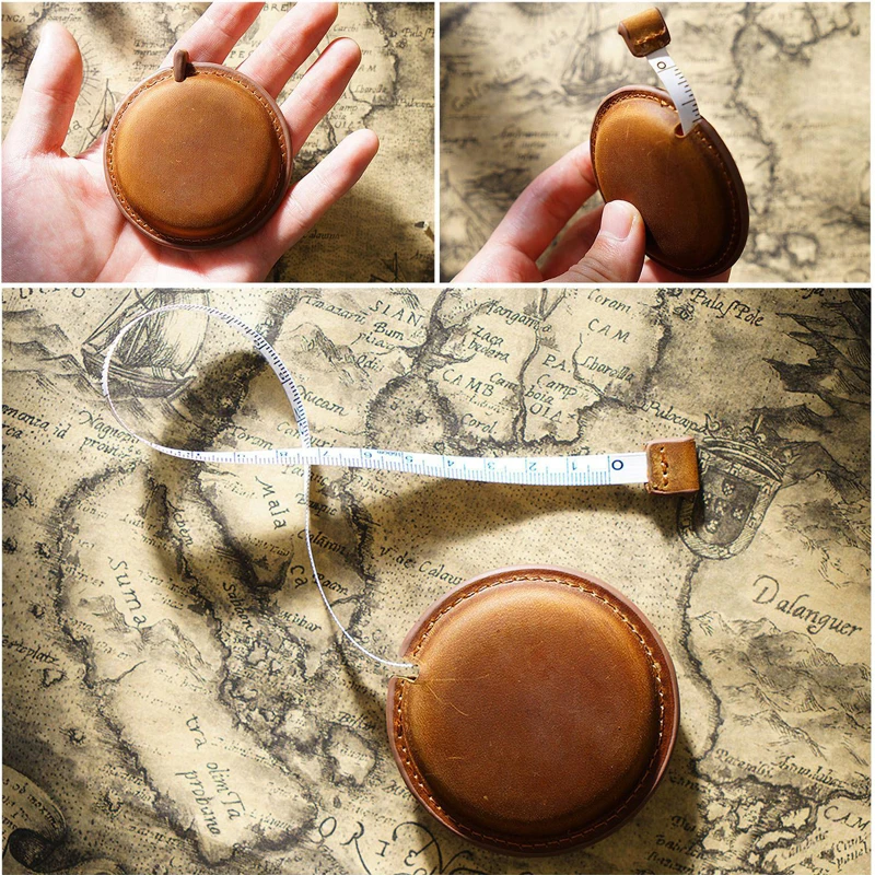 

Soft Foldable Ruler Double-sided Scale 150cm 60in With Genuine Leather Case Body Measurement Tailor Sewing Craft Supplies Gift