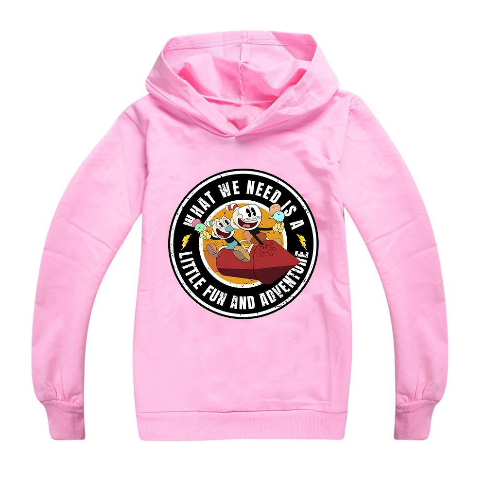 Kids Kawaii Cuphead Print Hoodies Children Clothing Baby Boys/Girls Clothes Long Sleeve Autumn Streetwears 100% Cotton 2-15Y