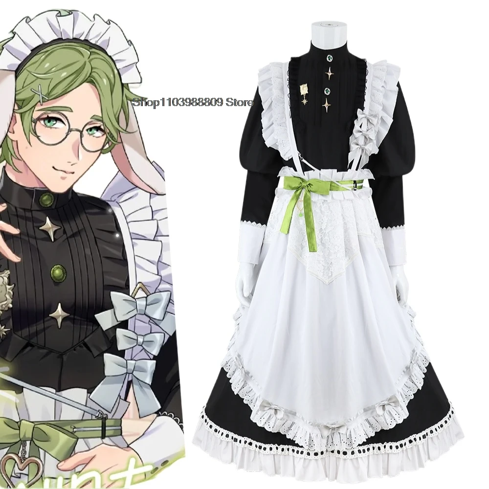 Аниме-игра Nu: Карнавальный оливиновый костюм для косплея парик черное зеленое