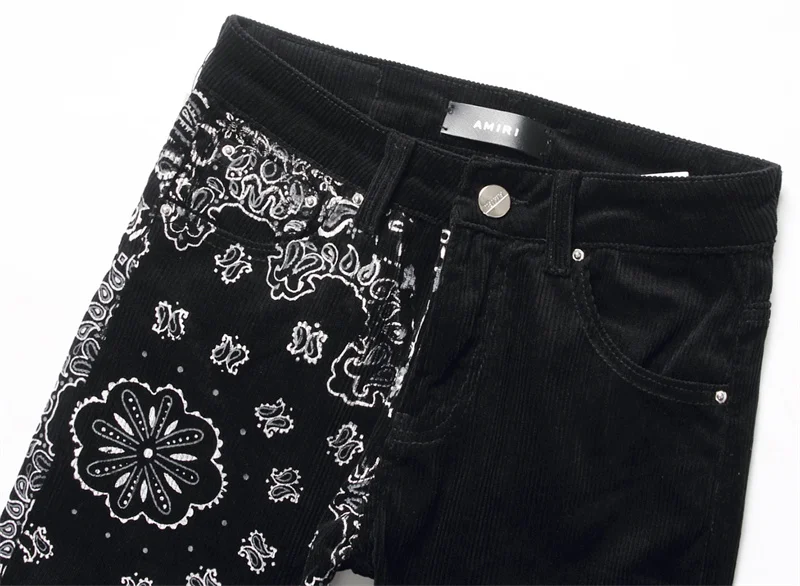 Men's Colorful Graffiti Printed Jeans Y2K Colorful Slim Fit Tapered Elastic Casual Pants Fashion Street Clothing Small Foot Pant