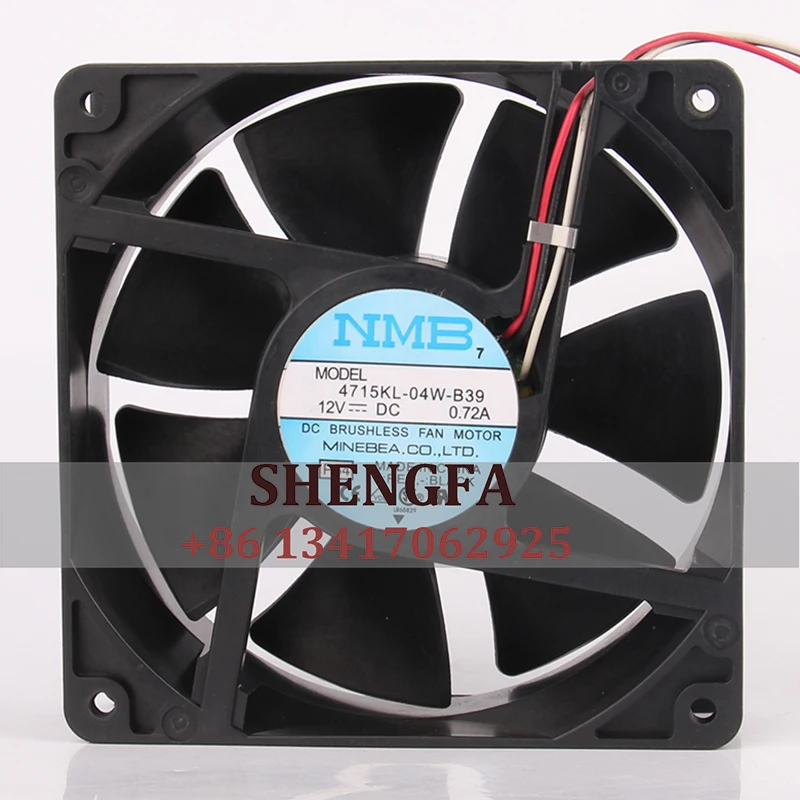 

NMB Case Fan Dual Ball Bearing 12038 120*120*38mm 12CM 4715KL-04W-B39 DC12V 0.72A 3-wire High Airflow Cooling Fan