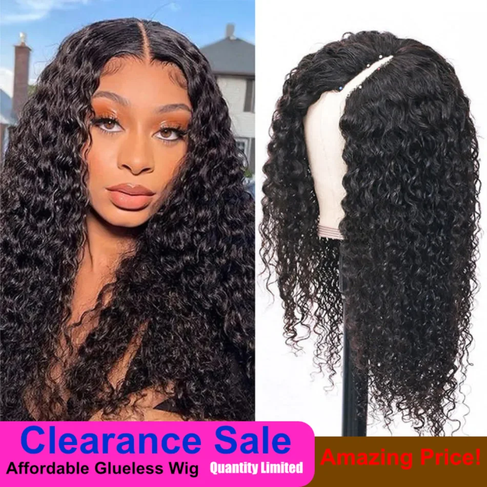 

Unice Hair Wet and Wavy V Part Affordable Glueless Natural Black Human Water Wave Glueless Wig for Women Real Scalp Clearance