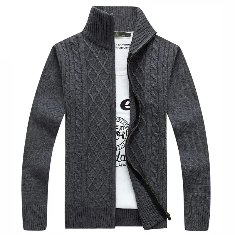 

Мужской однотонный теплый кардиган, Повседневный хлопковый джемпер с отложным воротником, брендовый пуловер, Осень-зима