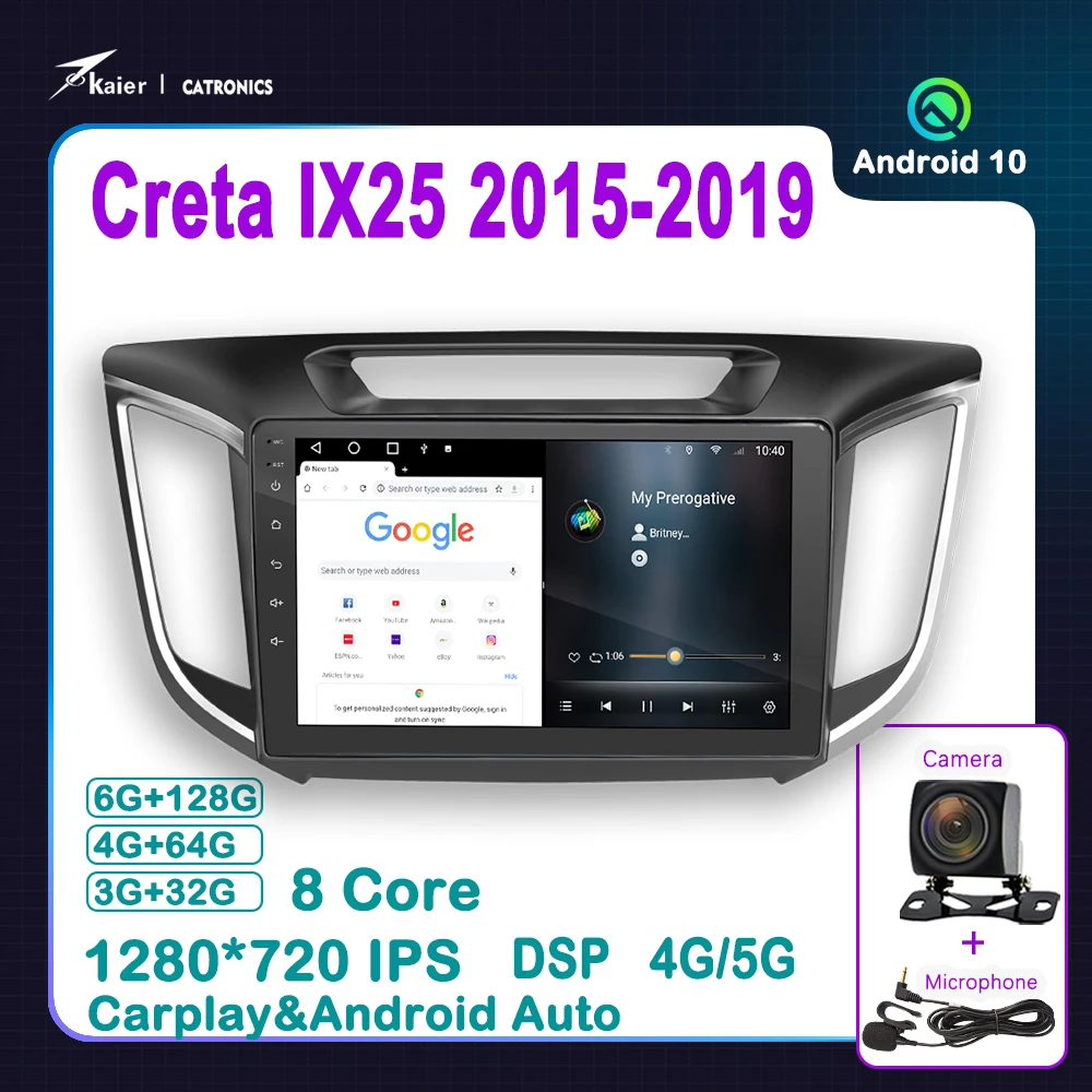 

Kaier for Creta IX25 2015-2019 OCTA CORE Android 10 Car DVD Stereo Infotainment Radio Multimedia DSP GPS Carplay Video Player