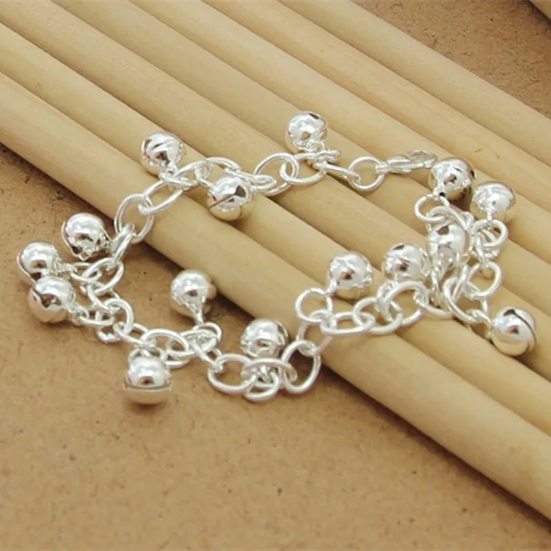 925 Silver Bracelet Littlle BELL Charm Fashion Jewelry 8inch Link Chain For Girls Cute Birthday Gift Wholesale Price |