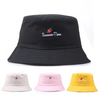 summer strawberry print bucket hat for women men unisex fashion embroidery spring panama cotton fishing caps bob fisherman hat
