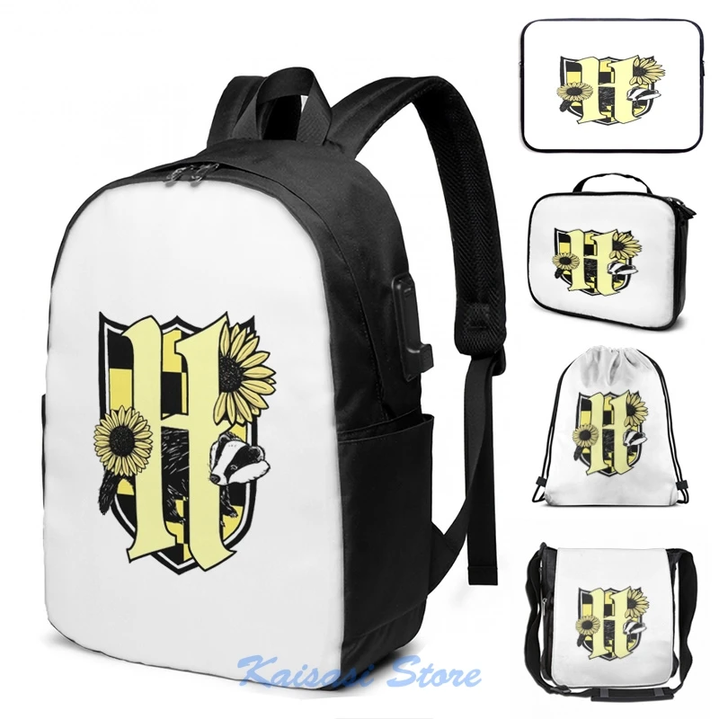 Honey Badger Crest (Color Icon Only) USB Charge Backpack men School bags Women bag Travel laptop |