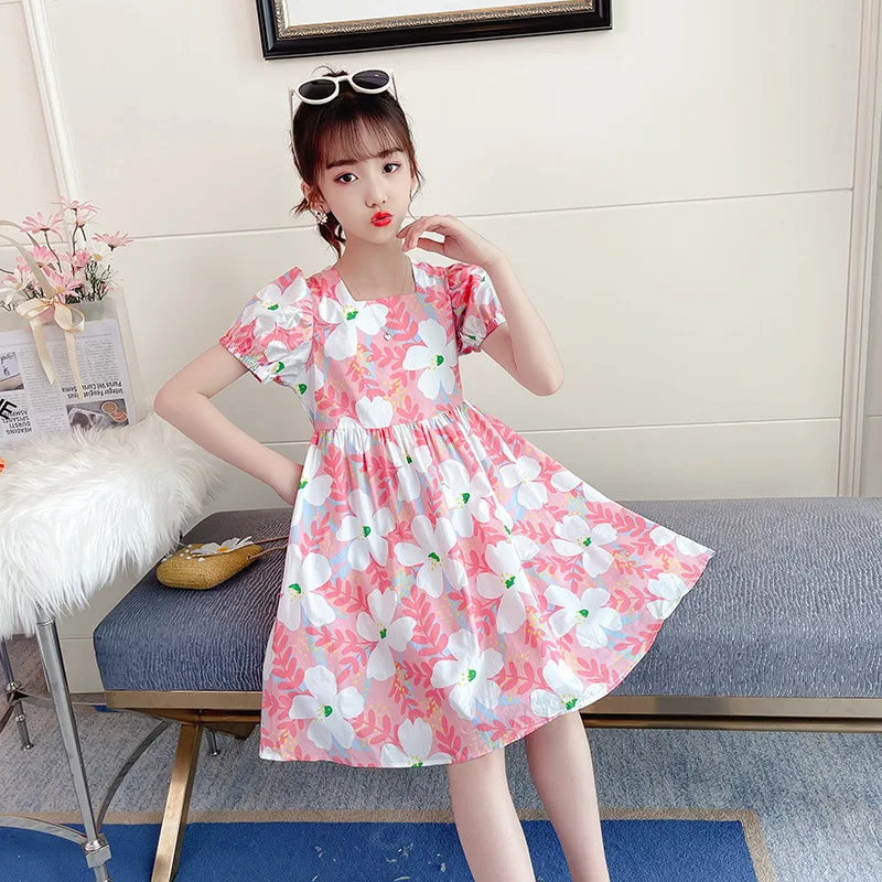 Детское Хлопковое платье с коротким рукавом на возраст от 10 до 12 лет - купить по