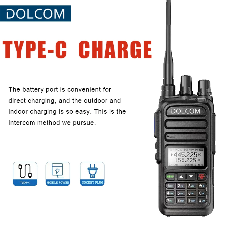 DOLCOM-370S 128CH Full Band Wireless Copy Frequency Walkie Talkie Air Band Support Type-C Amateur NOAA Weather Two Way Radio