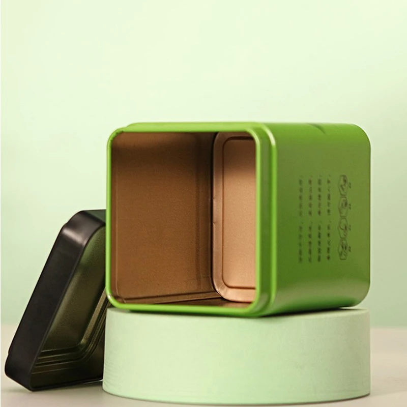 Мини-квадратная жестяная коробка для хранения герметичная чая маленькая банка