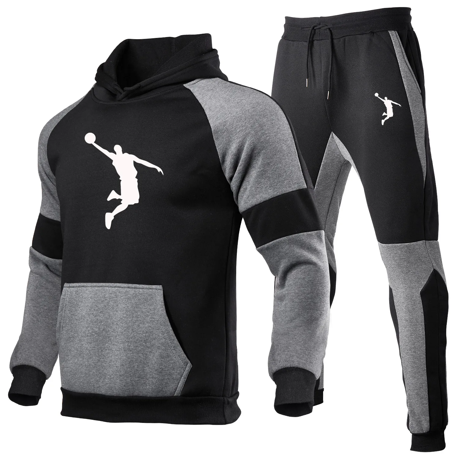 2022 Herfst En Winter Nieuwe Mannen Merk Casual Pak Jogging Ssports Stiksels Hoodie + Broek 2-Delige Set van Mannen Trui
