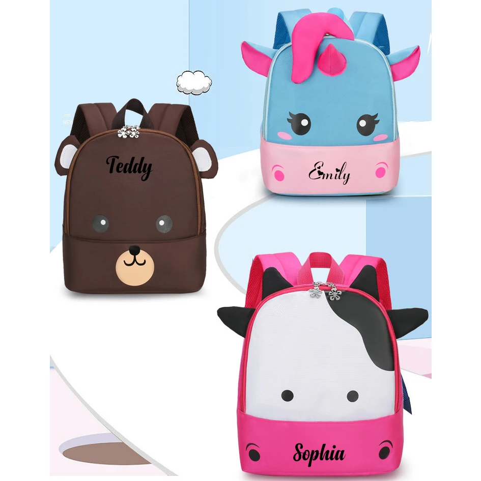 

Personalised Toddler Backpack Kid Backpack Cute Animal Schoolbag Custom Name Waterproof Zoo Backpack for Baby Boy& Girl Age 2- 6