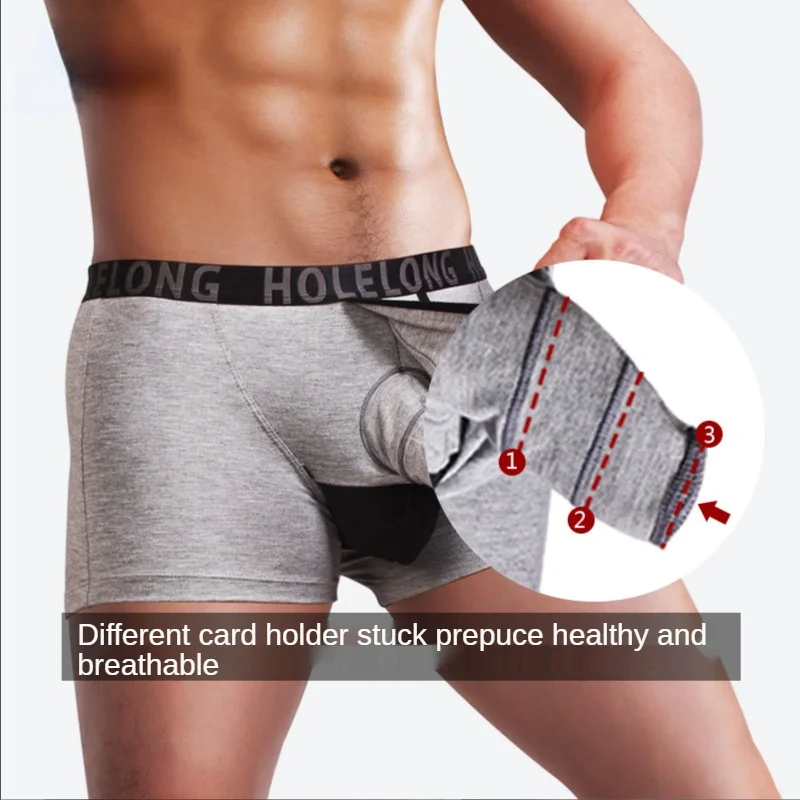 Cuecas Boxer Masculina Separation And Resistance Underwear Men'S Snap Type Egg Gun Split U Convex Scrotum Set Boxer Shorts Sex