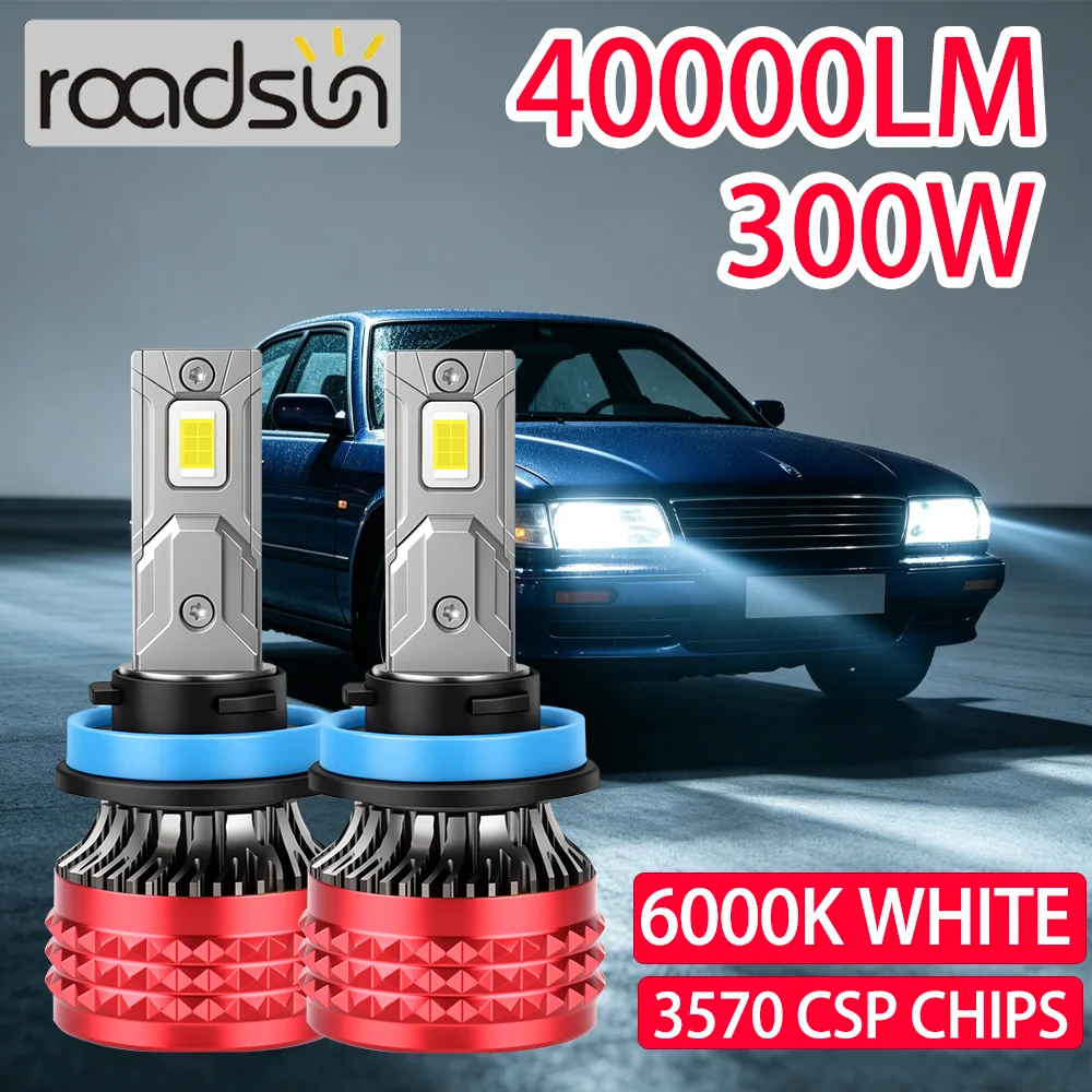 Фото 6000K Белые светодиодные лампы для фар H7 H1 9005 HB3 9006 HB4 H11 H8 H9 40000LM 300W Canbus 9007 H13 H4 Автомобильные фары с чипами CSP 12V №1