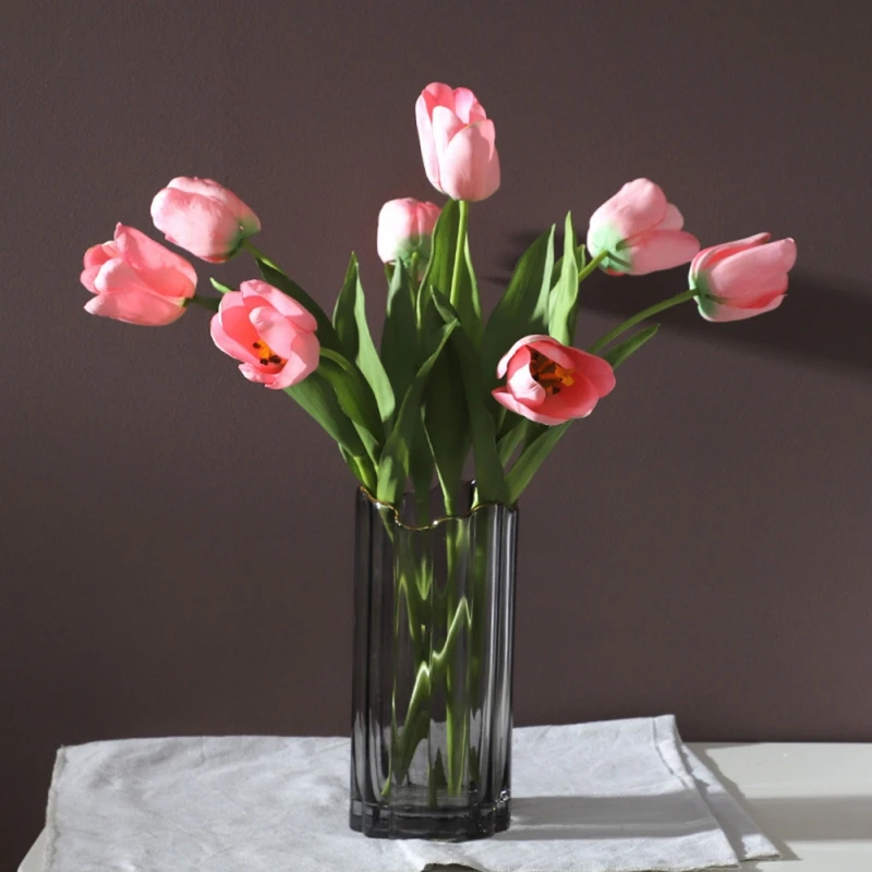 

1PC Artificial Flower Tulip Soft Table Centerpieces 52Cm Realistic Blossom Flower Bouquet Arrangement Long Stem Silk Flowers