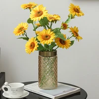 creative glass grid vase hydroponic container cylindrical flower arrangement crafts living room flower vase wedding decoration