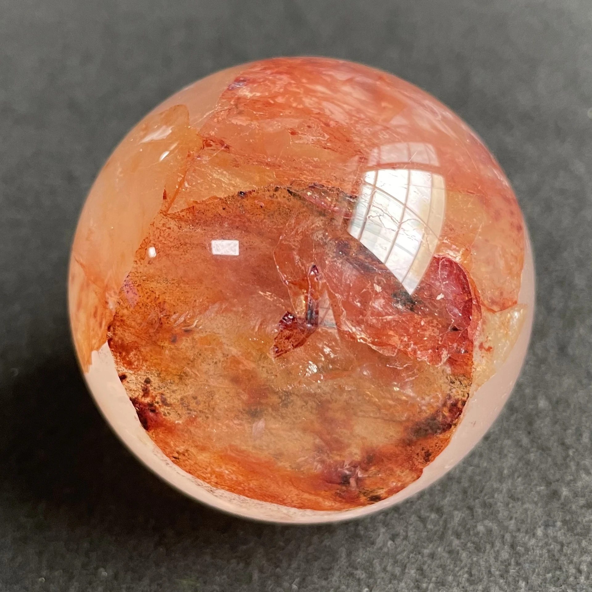 187 г натуральный камень красный прозрачный кварц хрустальный шар Радужная Сфера