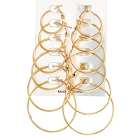 6pairset trendy round geometric earrings set statement wedding jewelry accessories rock exaggerated hoop earrings for women