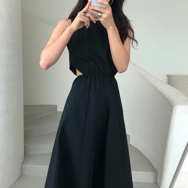 Женский винтажный сарафан без рукавов однотонное плявечерние ное платье с