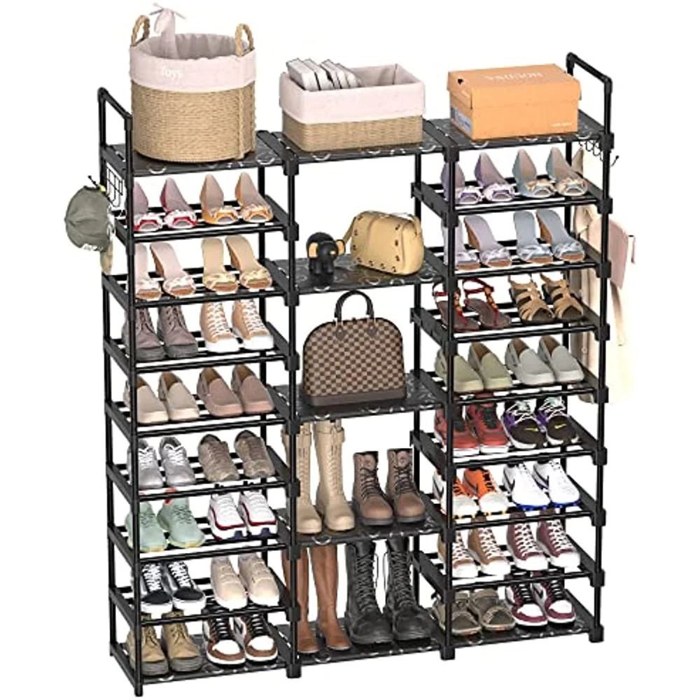 

9 Tiers Shoe Rack Storage Organizer Shoe Shelf Organizer for Entryway Holds 50-55 Pairs Shoe and Boots, Stackable Shoe Cabinet