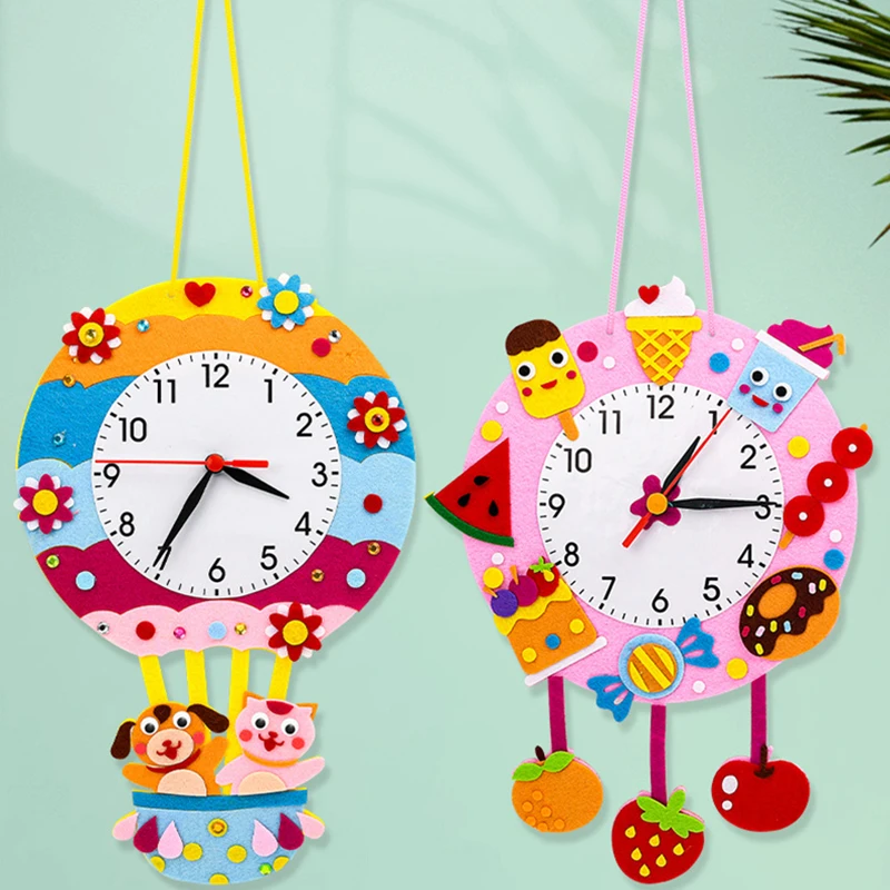 Baby DIY Clock Toys Montessori Arts Crafts Hour Minute Second Children Cognition Clocks Toys for Kids Gift Early Preschool Gifts