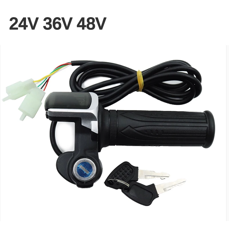 

1Pair Electric Scooter Bike Throttle Speed Adjustment Handle with Key Lock Display Handle Divides LCD Grip 24V 36V 48V