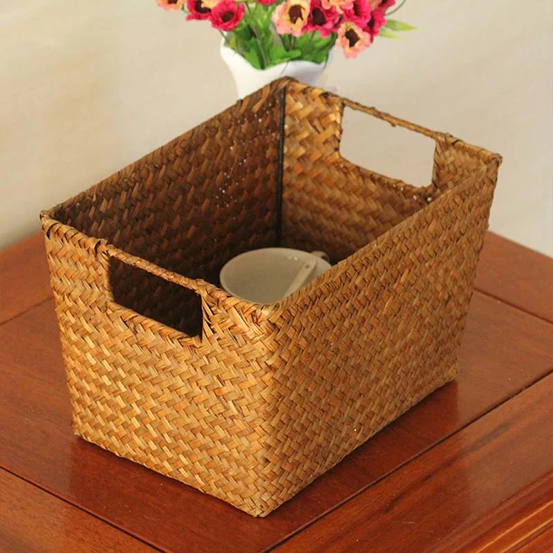 

Large Woven Seagrass Basket Of Straw Wicker For Home Table Small Kitchen Storage
