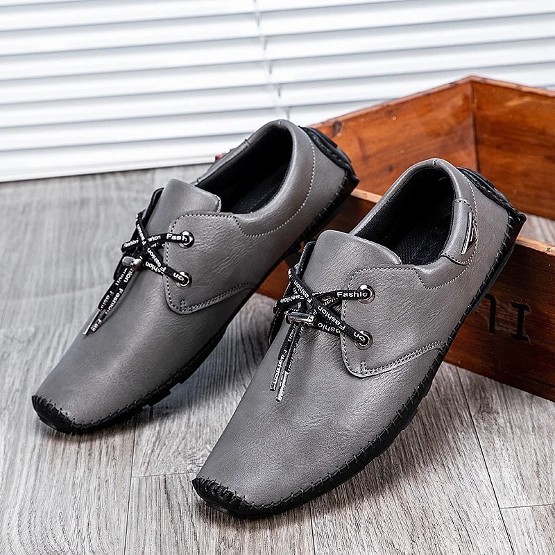 

Peas Shoes Men Spring Fashion Pu Leather Shoes 2022 New Soft-soled Comfortable Driving Shoes Men's Pure Color Casual Lazy Shoes