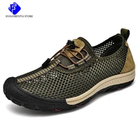 2022 summer men outdoor sneakers mesh breathable men casual shoes slip on hiking fishing travel shoes male loafers big size 48