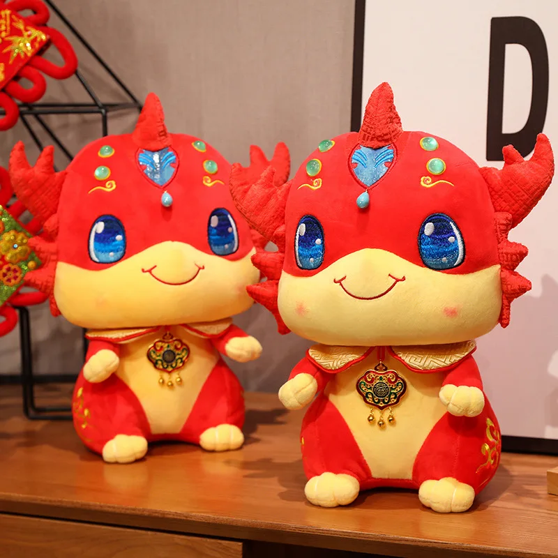 

2024 новогодний декор, мягкие набивные животные, кукла дракон, высокое качество, Мультяшные зодиаки, большие глаза, малыш, дракон, талисманы, игрушки дракона