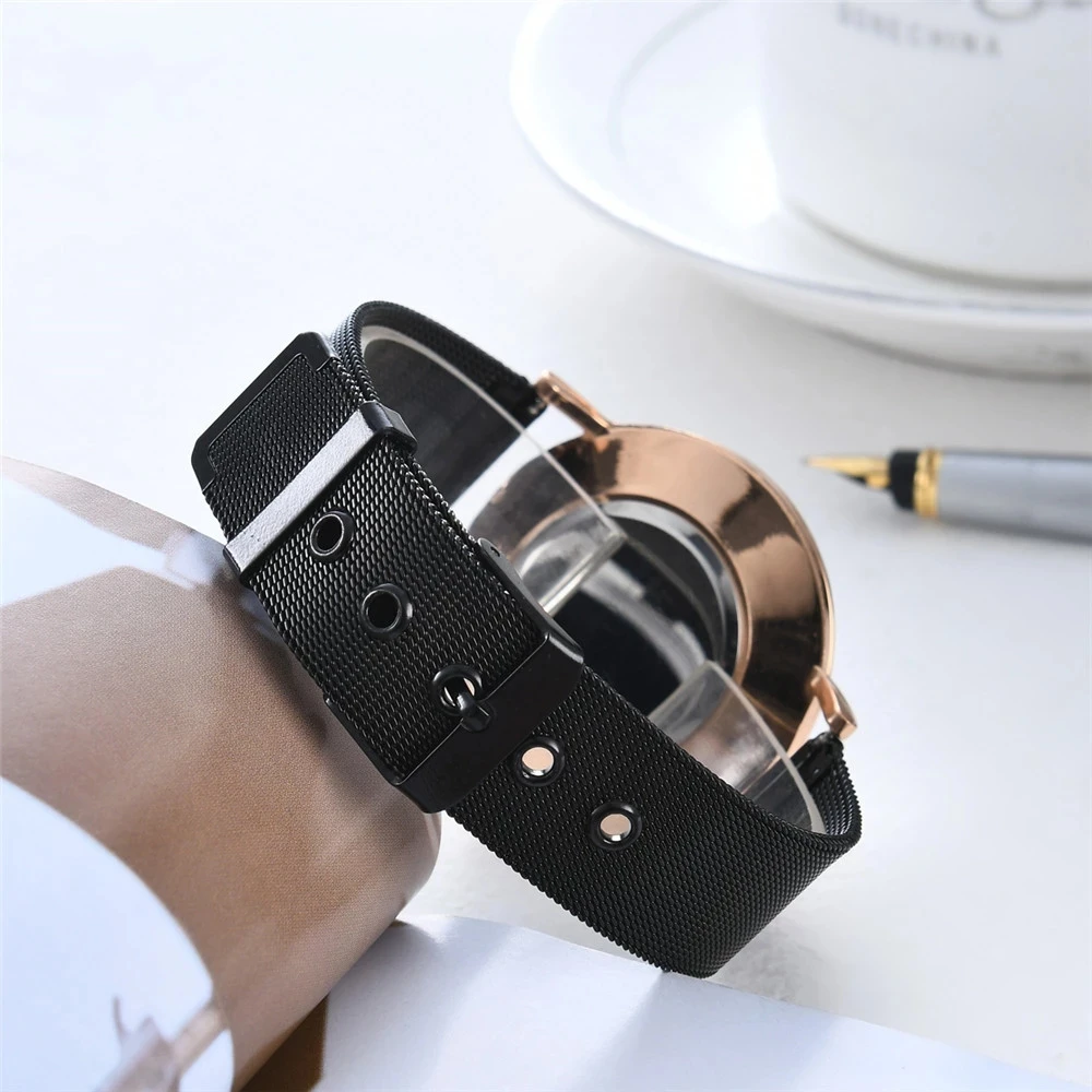 DQG Brand Women Watches Relogio Luxury Women Quartz Watches Fashion Ladies Stainless Steel Rose Gold Mesh Watch Reloj Mujer