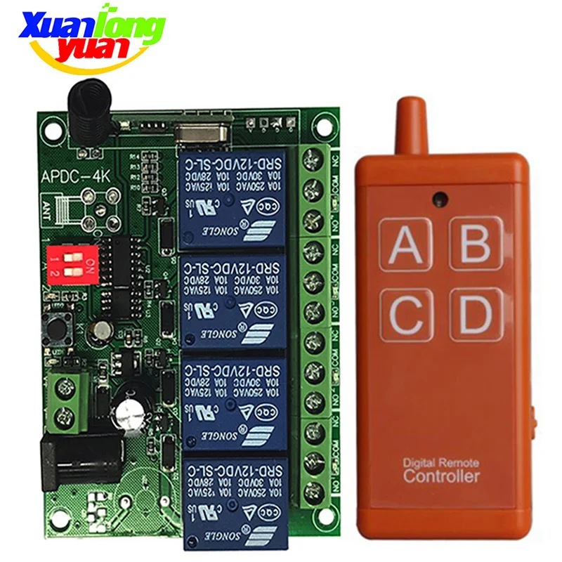 433 МГц DC 12 В 24 4-канальный радиочастотный пульт дистанционного управления