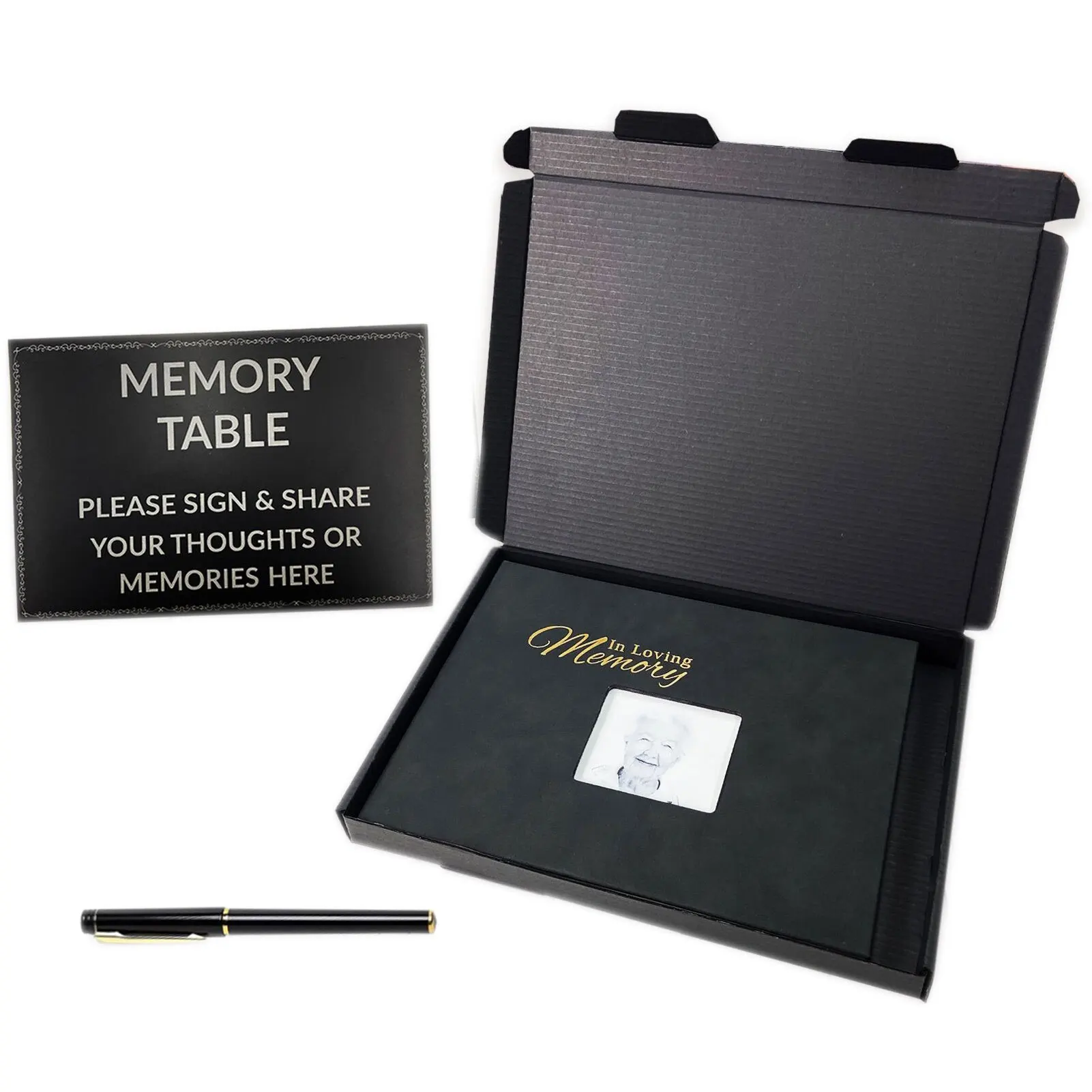 

Funeral Guest Book Black Memorial Guestbook Celebration Of Life Memorial Service Registry Set With Pen And Memory Table Card