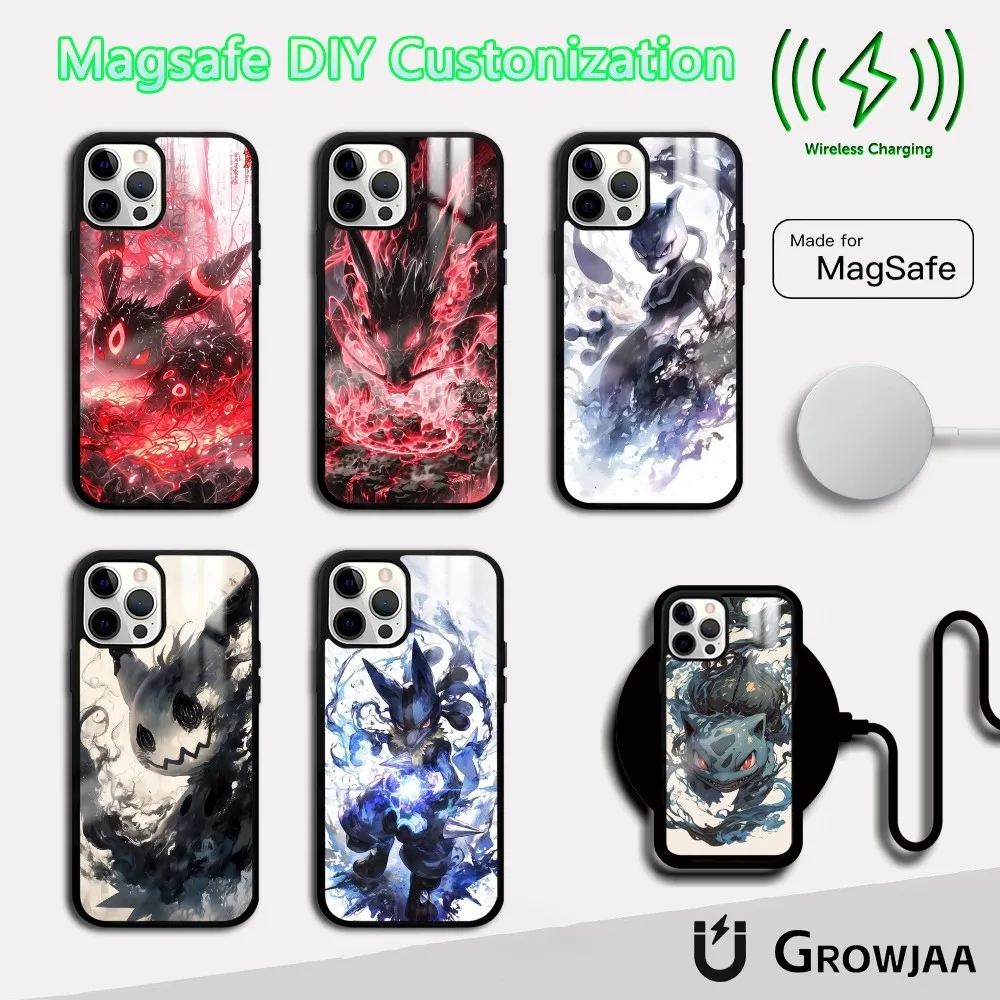 Чехол для телефона Umbreon Lucario Charizard IPhone 16 15 14 13 12 11 Pro Max Plus Mini Magsafe Mirror беспроводной