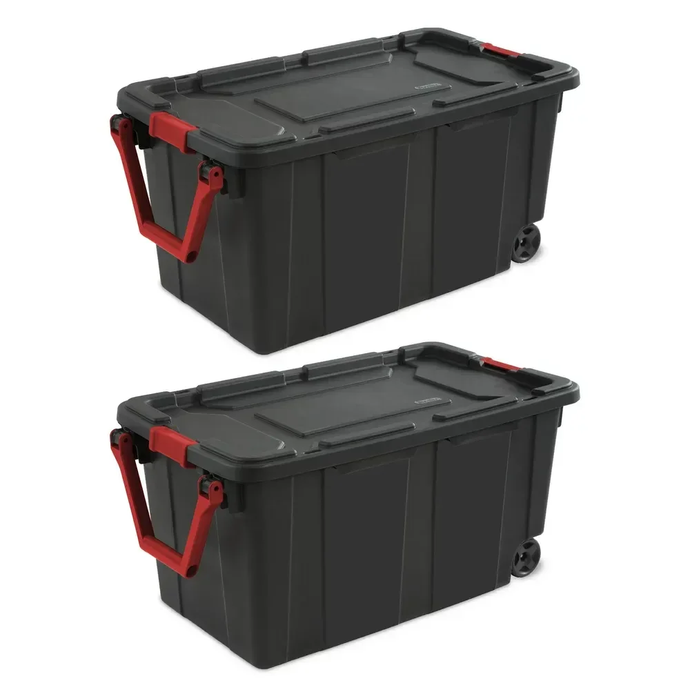 

Gallon Wheeled Industrial Tote Plastic, Black, Set of 2